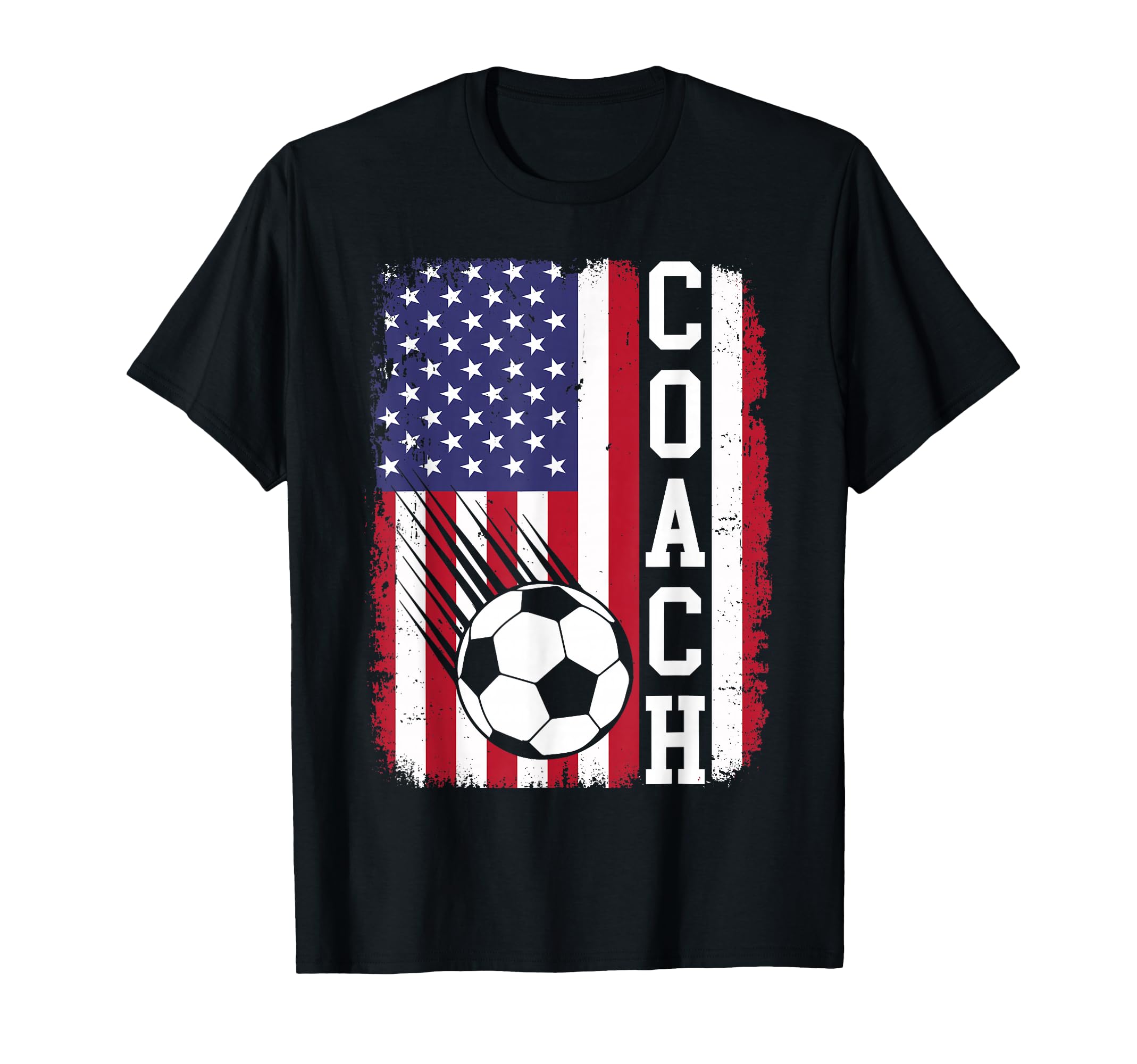Soccer Coach American Flag T-Shirt - Casual Everyday Wear for Adults