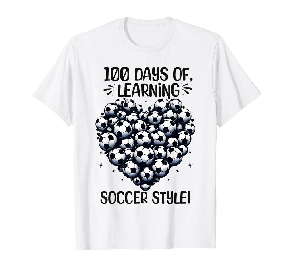 100 Days School Soccer Heart Love 100Th T-Shirt - Trendy Graphic Men Women