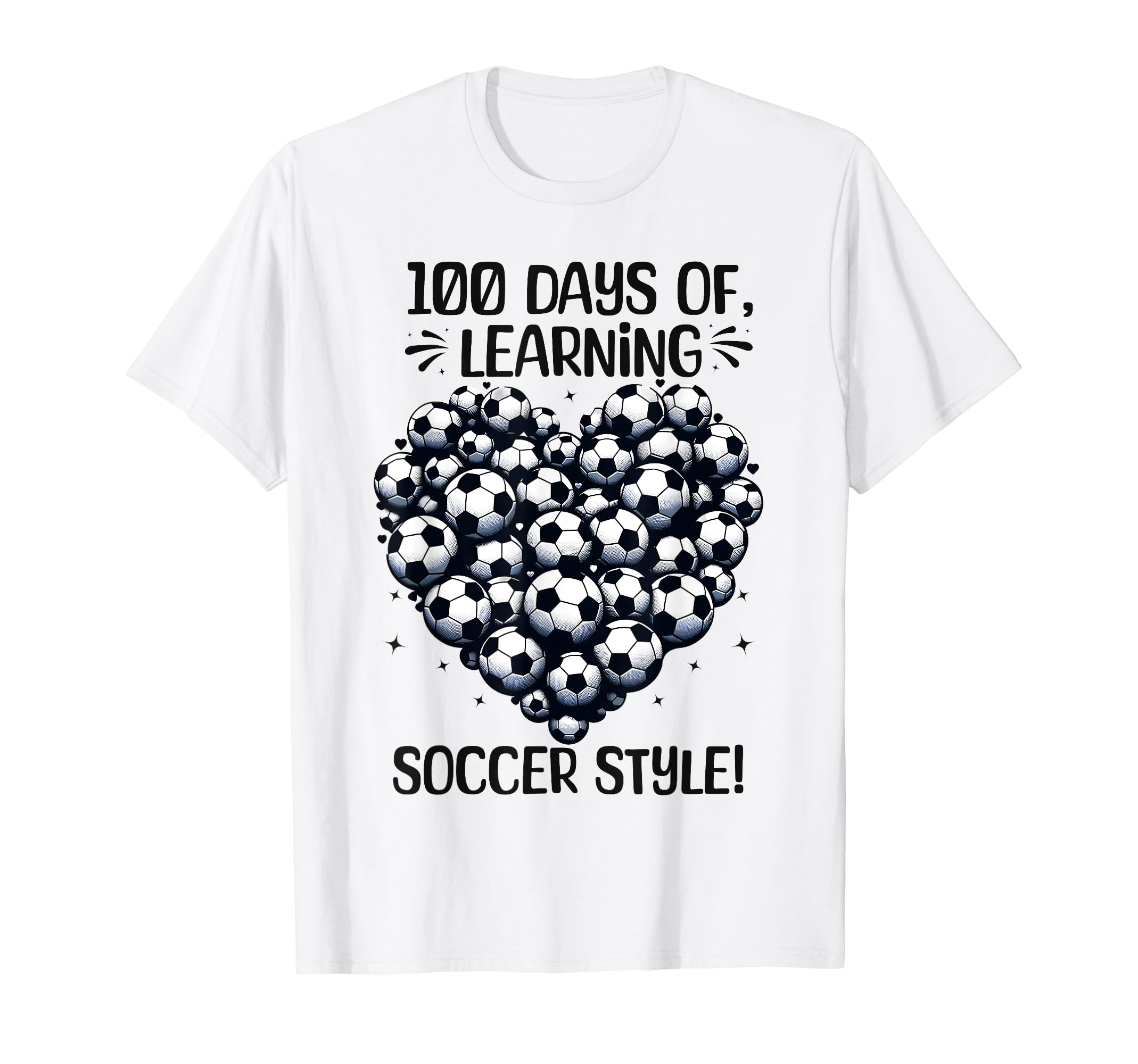 100 Days School Soccer Heart Love 100Th T-Shirt - Trendy Graphic Men Women