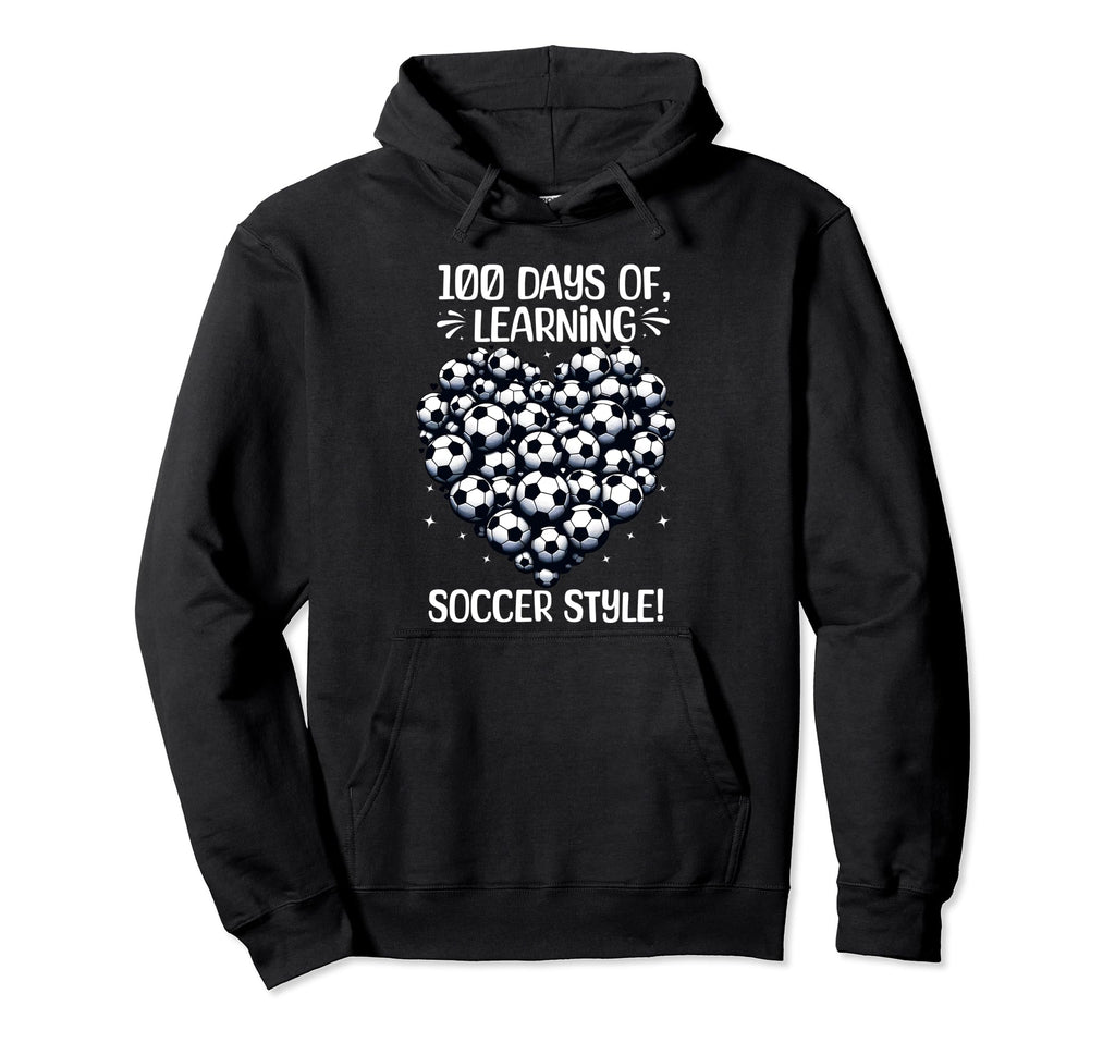 100 Days School Soccer Heart Love Hoodie - Casual Everyday Wear for Adults
