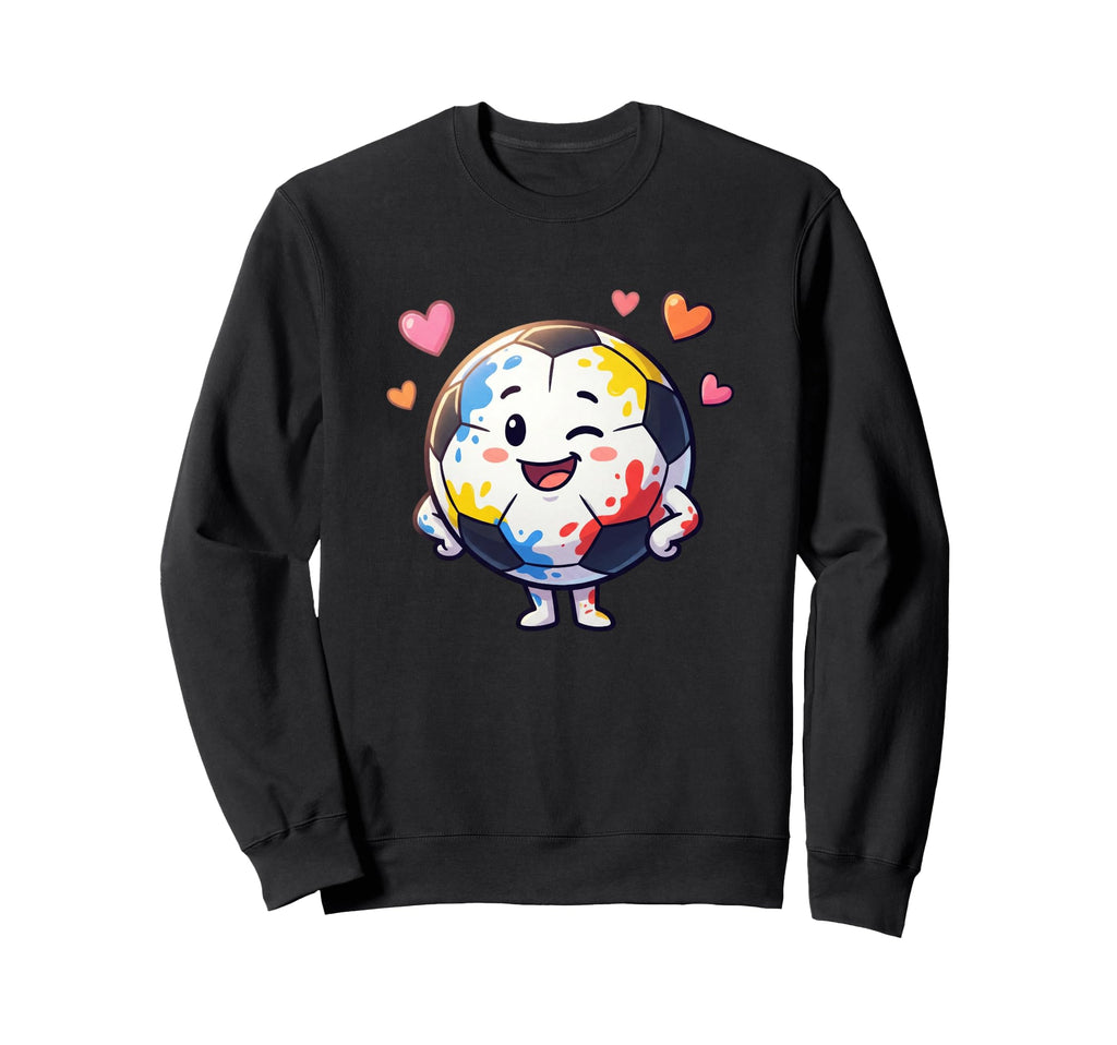 Adorable Soccer Ball Character Colorful Sweatshirt - Trendy Graphic Unisex