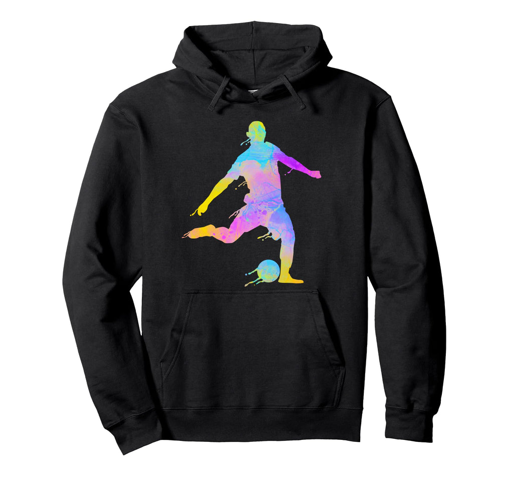 Soccer Player Colorful Paint Splashes Hoodie - Casual Everyday Wear Unisex