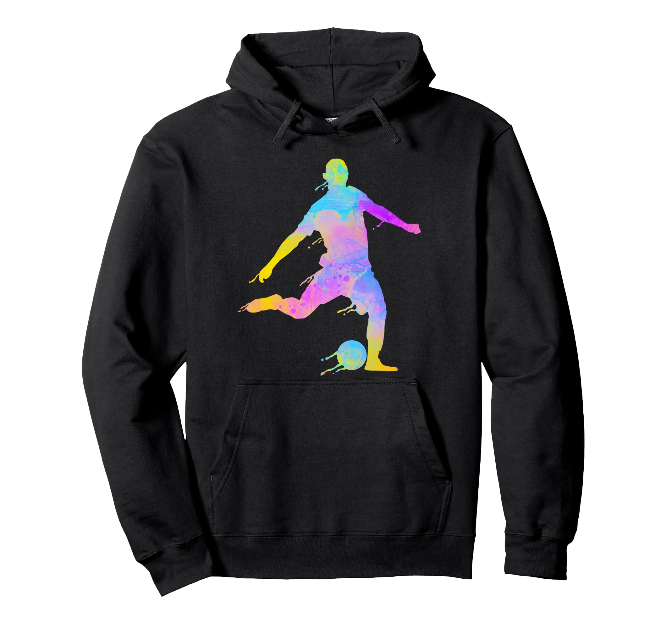 Soccer Player Colorful Paint Splashes Hoodie - Casual Everyday Wear Unisex