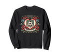 Soccer Heartbeat Tattoo Roses Player Sweatshirt - Aesthetic Graphic Unisex
