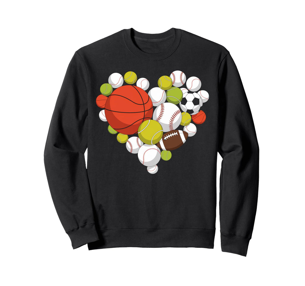 I Love Sports Basketball Football Sweatshirt - Custom Art Print Unisex