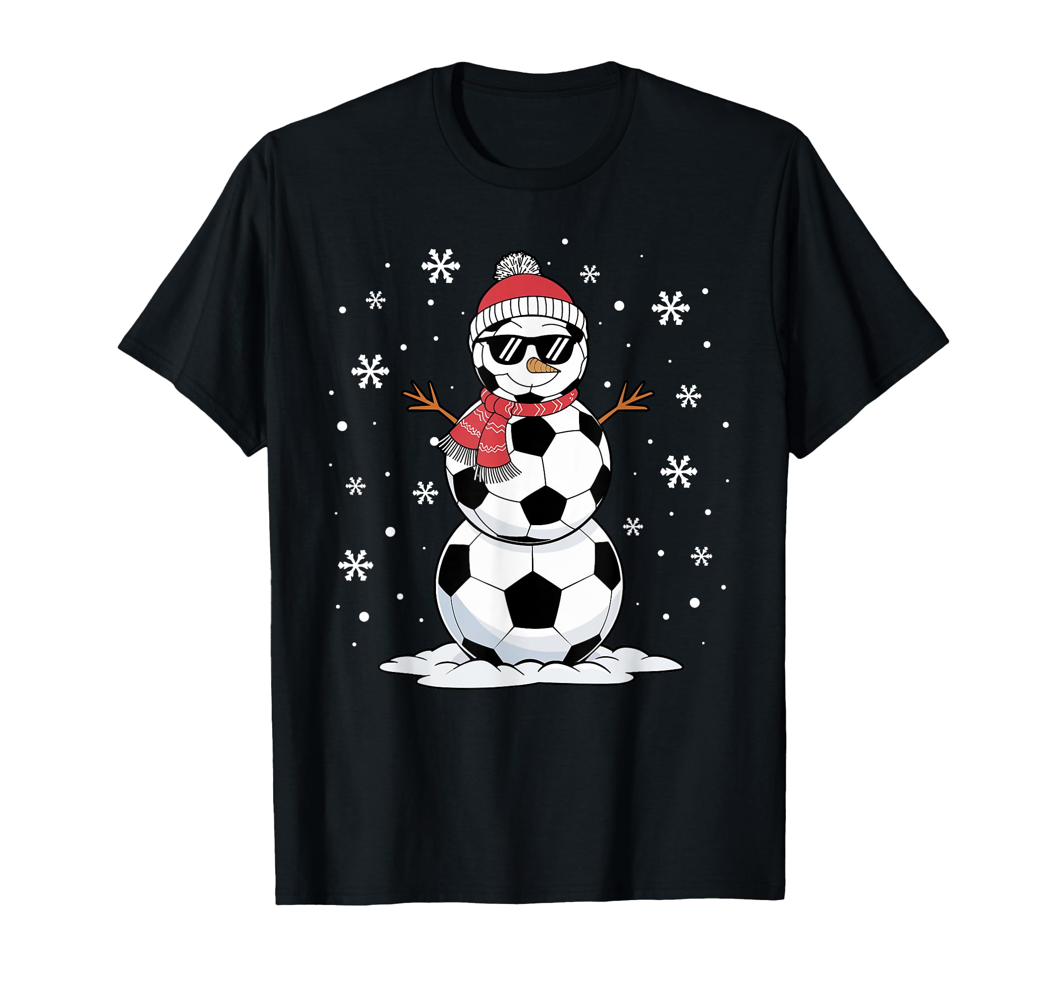 Santa Hat Snowman Family Matching Soccer T-Shirt - Trendy Graphic Men Women