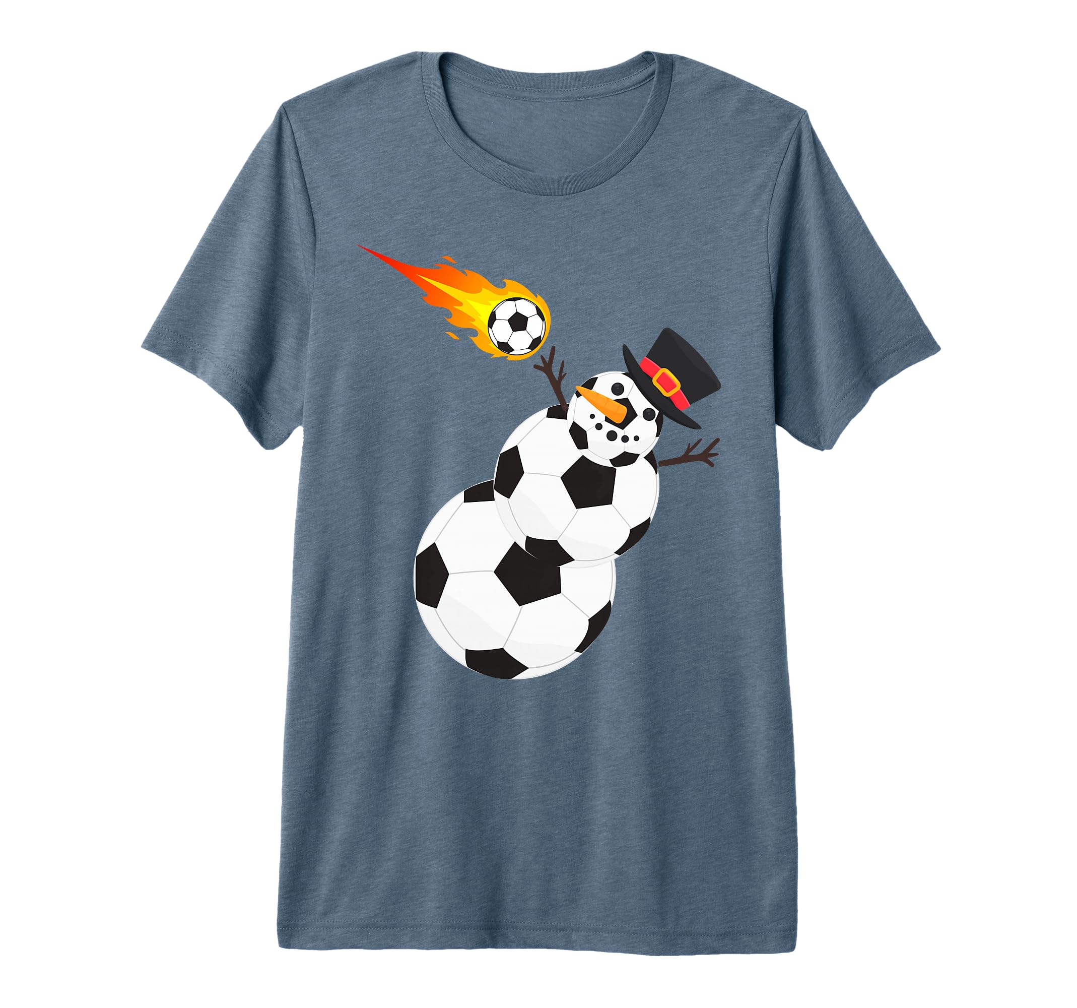 Soccer Balls Snowman Winter T-Shirt - Casual Everyday Wear for Adults
