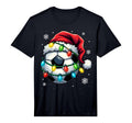 Soccer Ball Santa Hat Lights Funny T-Shirt - Custom Art Print Unisex
