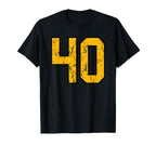 Gold And Black Sports Number 40 T-Shirt - Casual Everyday Wear Unisex