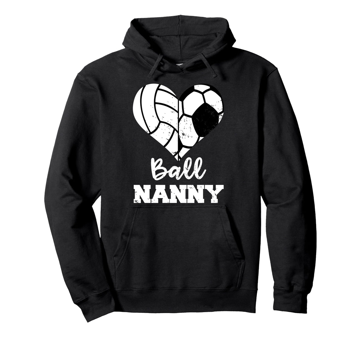 Ball Nanny Heart Funny Soccer Hoodie - Casual Everyday Wear Men Women