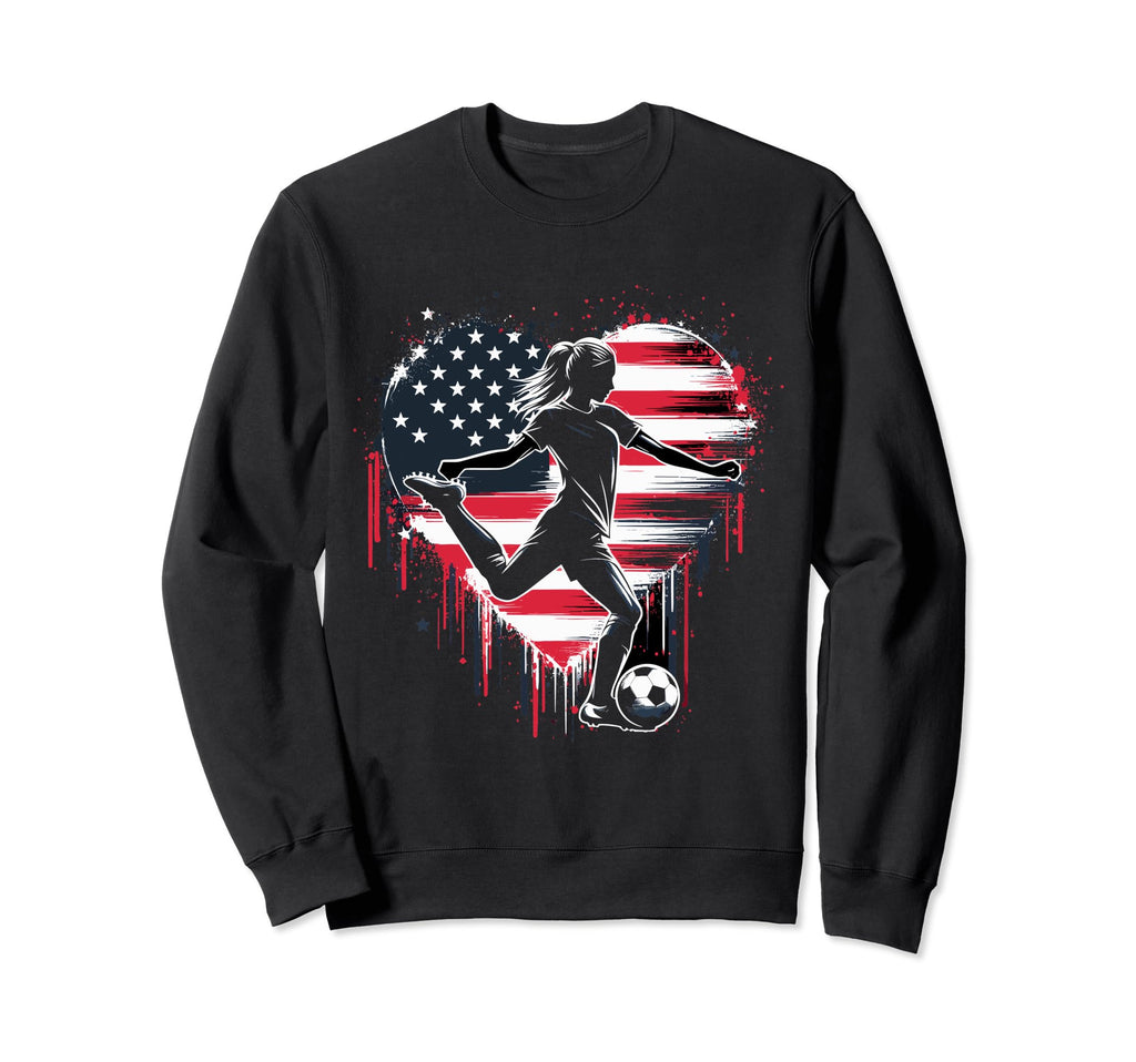 Soccer American Us Flag 4Th July Sweatshirt - Unique Graphic for Adults