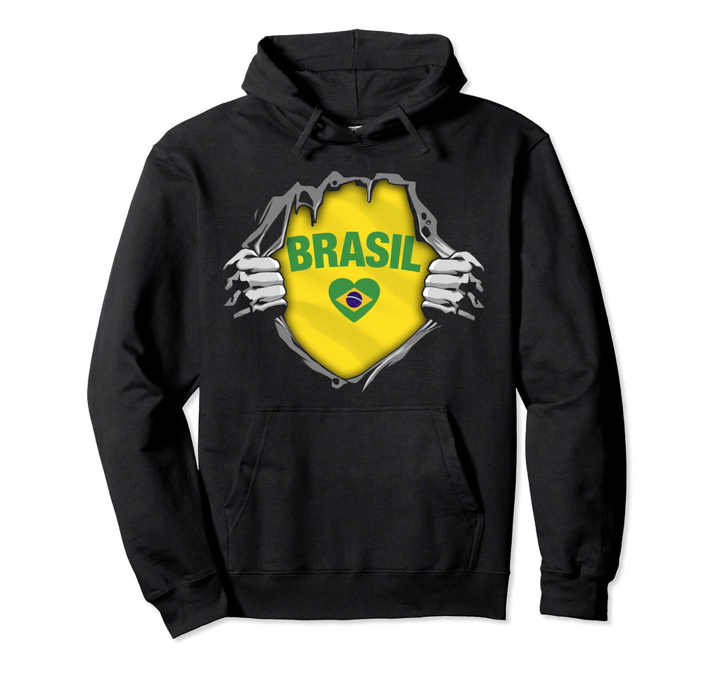 Brazil National Flag I Love Brasil Hoodie - Minimalist Print for Adults