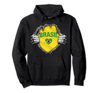 Brazil National Flag I Love Brasil Hoodie - Minimalist Print for Adults