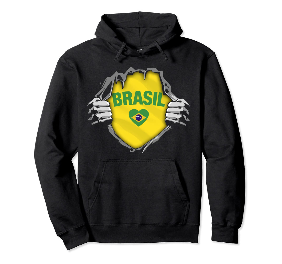 Brazil National Flag I Love Brasil Hoodie - Minimalist Print for Adults