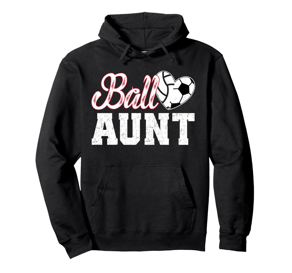 Ball Aunt Heart Soccer Volleyball Aunt Hoodie - Trendy Graphic Unisex