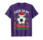This Is My Pajama Soccer Santa Hat Pjs T-Shirt - Novelty Apparel Men Women