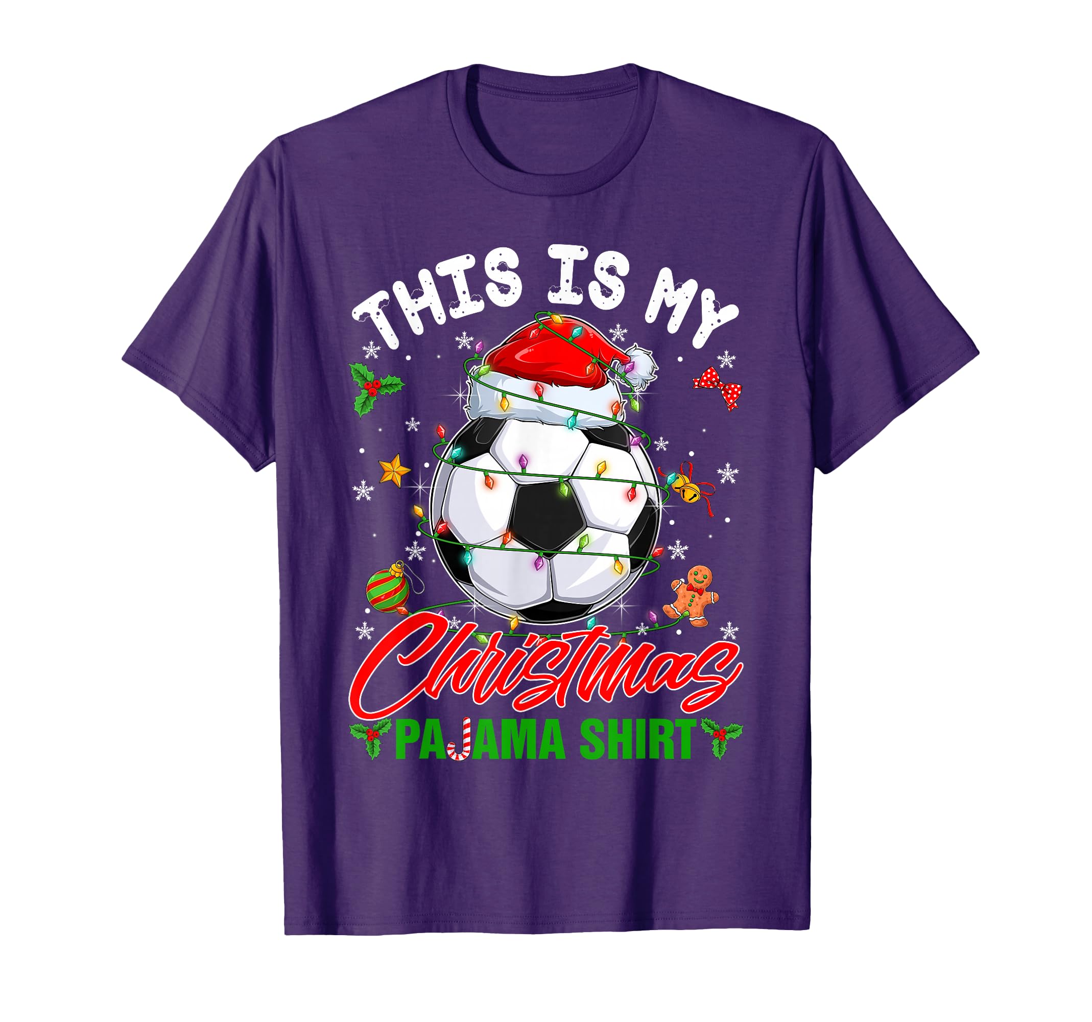 This Is My Pajama Soccer Santa Hat Pjs T-Shirt - Novelty Apparel Men Women