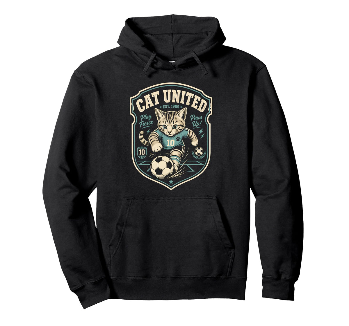 Soccer Cat Illustration Soccer Ball Hoodie - Streetwear Style Men Women