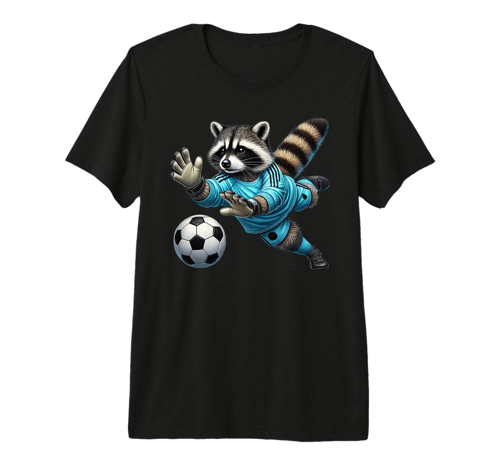 Raccoon Soccer Goalie Diving Save Tri T-Shirt - Graphic Print Men Women