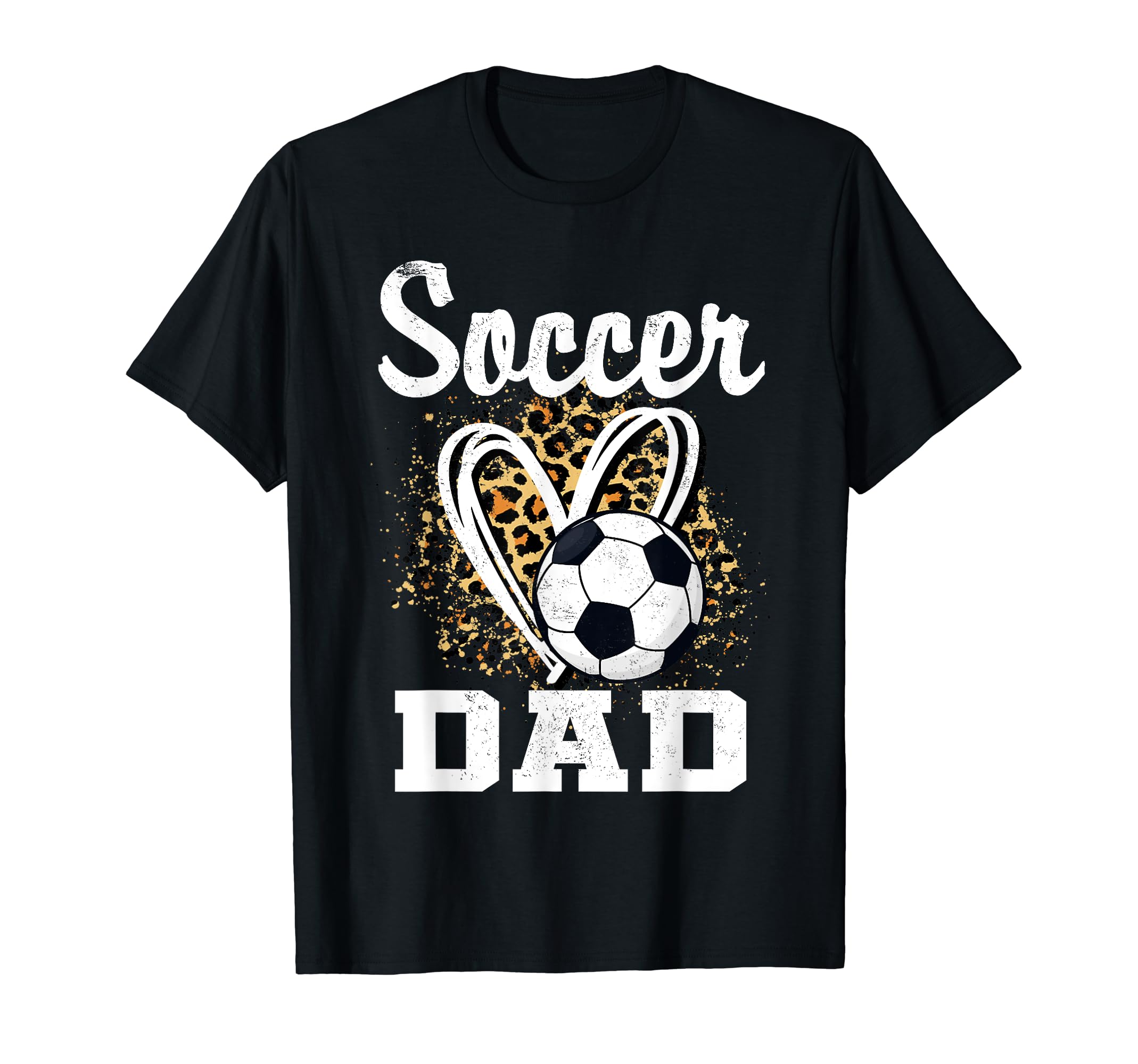 Soccer Dad Leopard Heart Matching T-Shirt - Minimalist Print for Adults