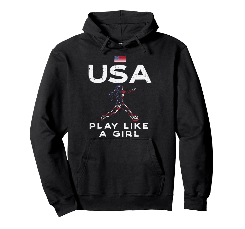 Usa Flag Play Like Soccer Football Player Hoodie - Minimalist Print Unisex