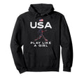 Usa Flag Play Like Soccer Football Player Hoodie - Minimalist Print Unisex