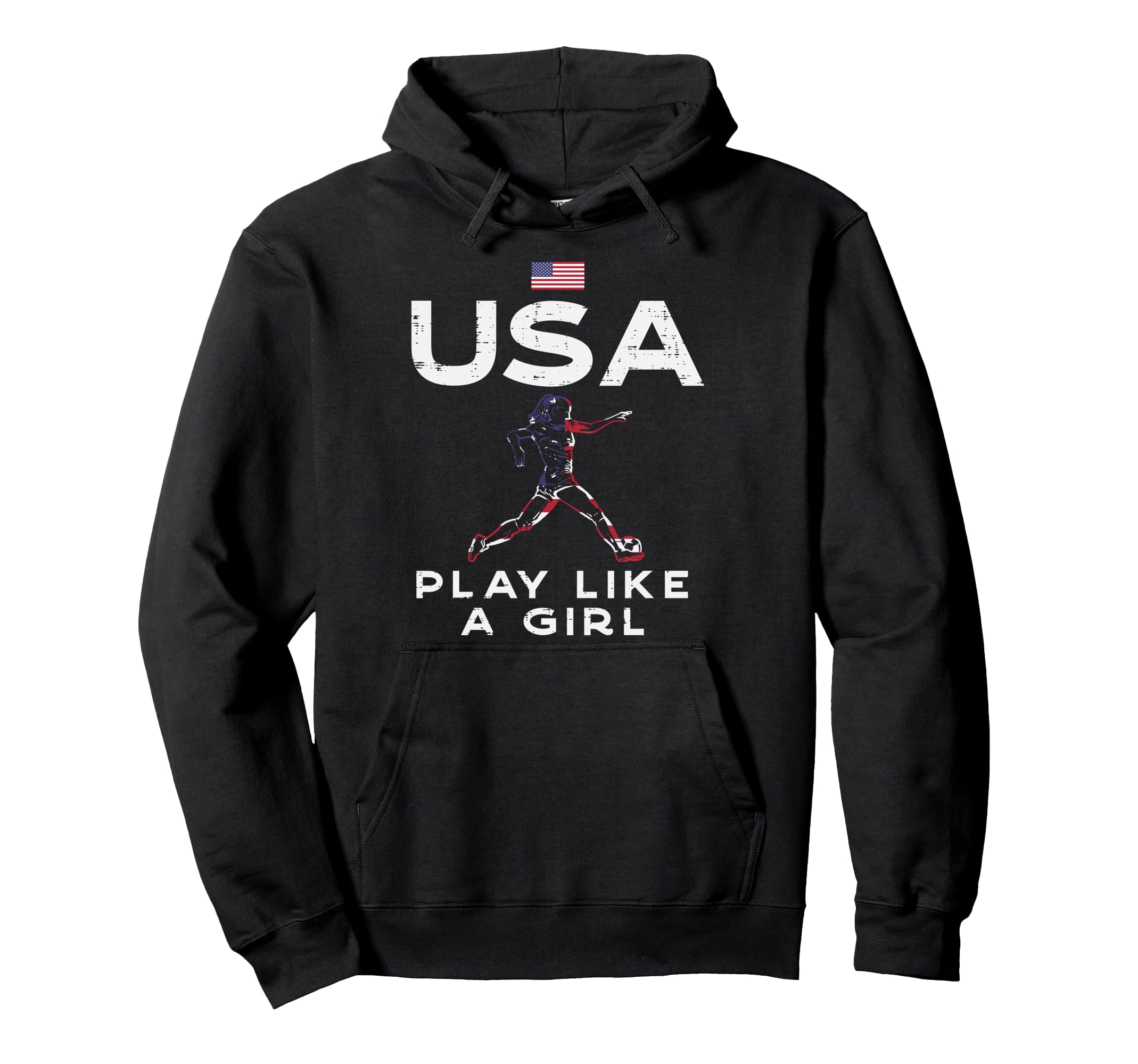 Usa Flag Play Like Soccer Football Player Hoodie - Minimalist Print Unisex