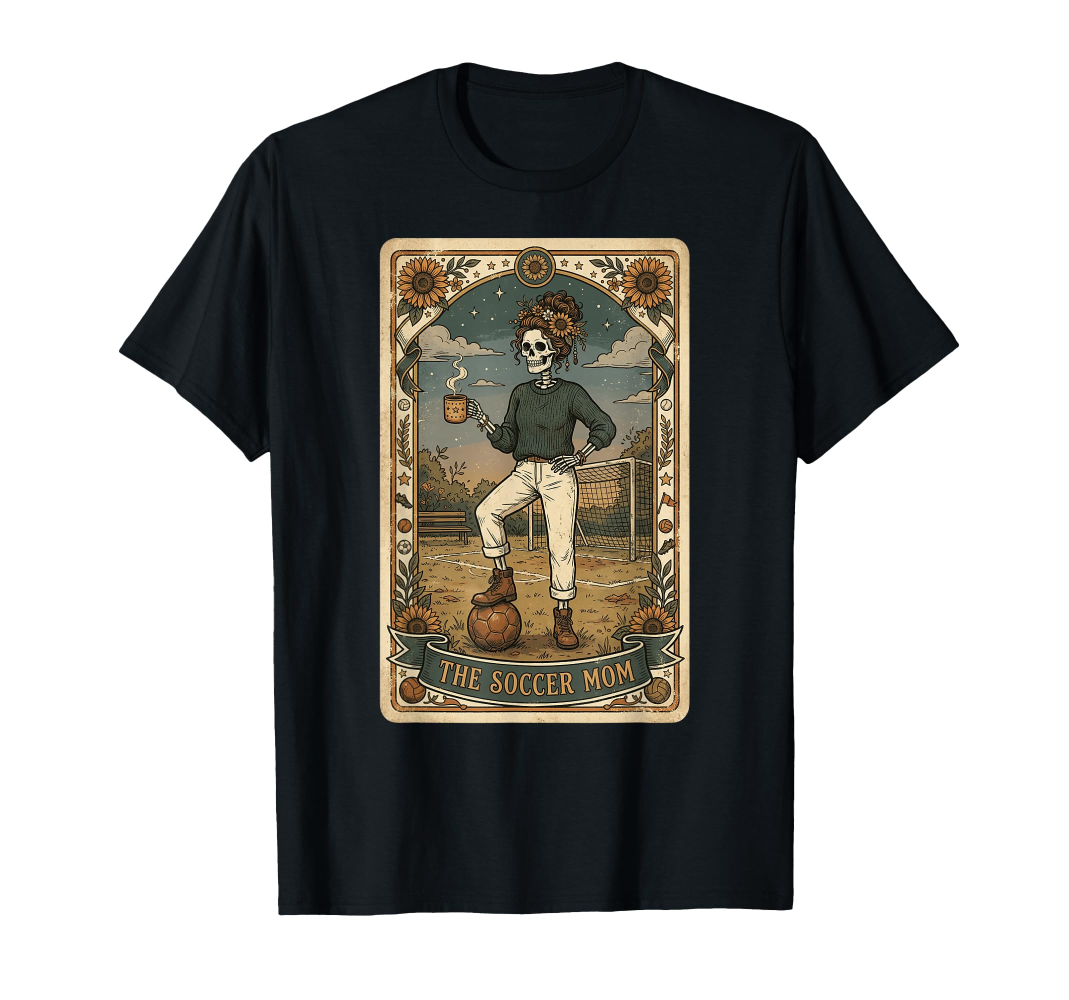 Soccer Mom Skeleton Tarot Card T-Shirt - Novelty Apparel Men Women