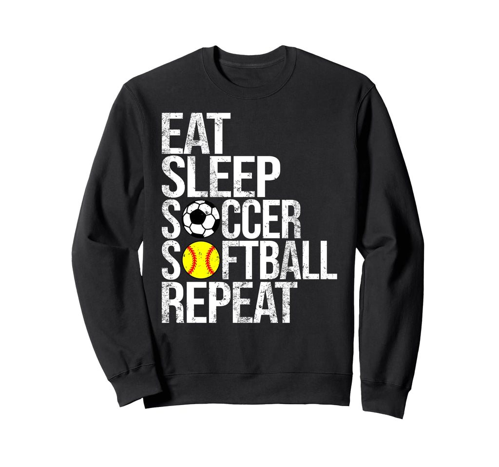 Eat Sleep Soccer Softball Repeat Sweatshirt - Custom Art Print Unisex
