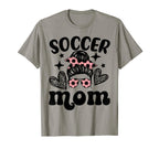 Soccer Mom Mama Messy Bun Soccer T-Shirt - Trendy Graphic Men Women
