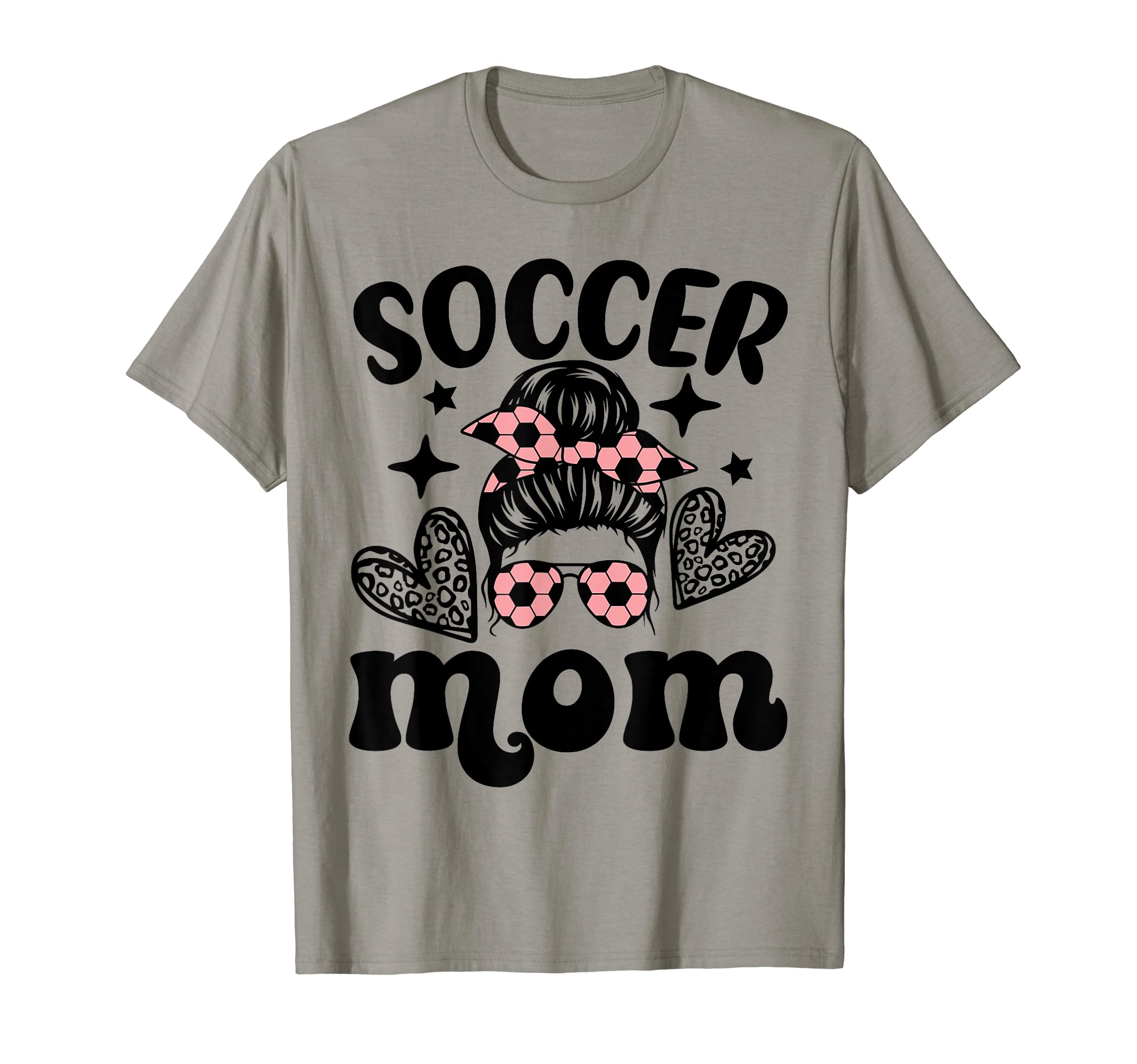 Soccer Mom Mama Messy Bun Soccer T-Shirt - Trendy Graphic Men Women