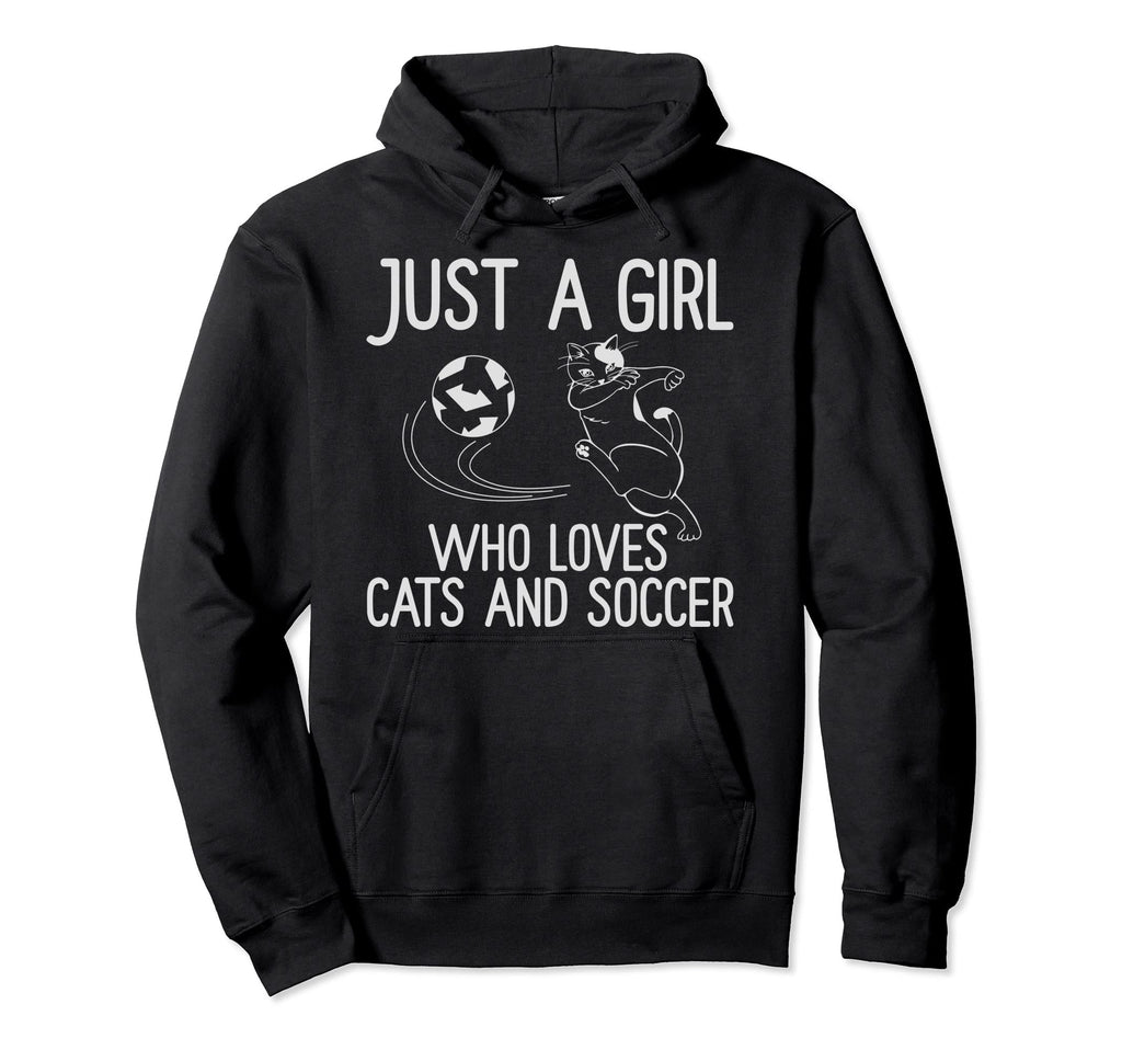 Just Who Loves Cats And Soccer Funny Hoodie - Fun Novelty Design for Adults