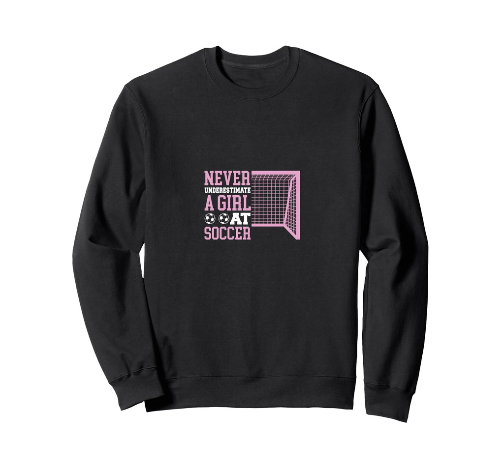 Never Underestimate Soccer Funny Sweatshirt - Minimalist Print for Adults