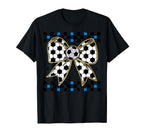 Soccer Bow Checkered Ribbon Gift Sports T-Shirt - Trendy Graphic Unisex