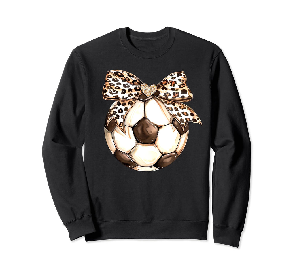 Leopard Ribbon Bow Soccer Football Sweatshirt - Graphic Print for Adults