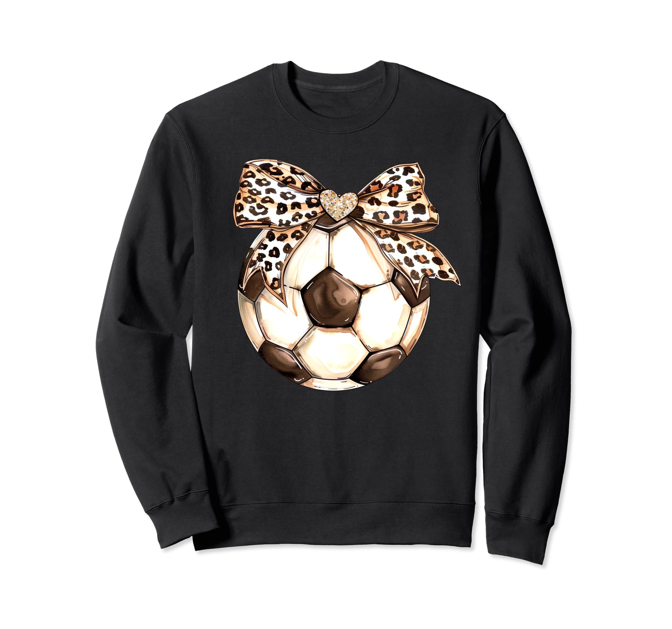 Leopard Ribbon Bow Soccer Football Sweatshirt - Graphic Print for Adults