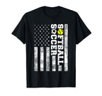American Distressed Flag Funny Soccer T-Shirt - Minimalist Print Men Women