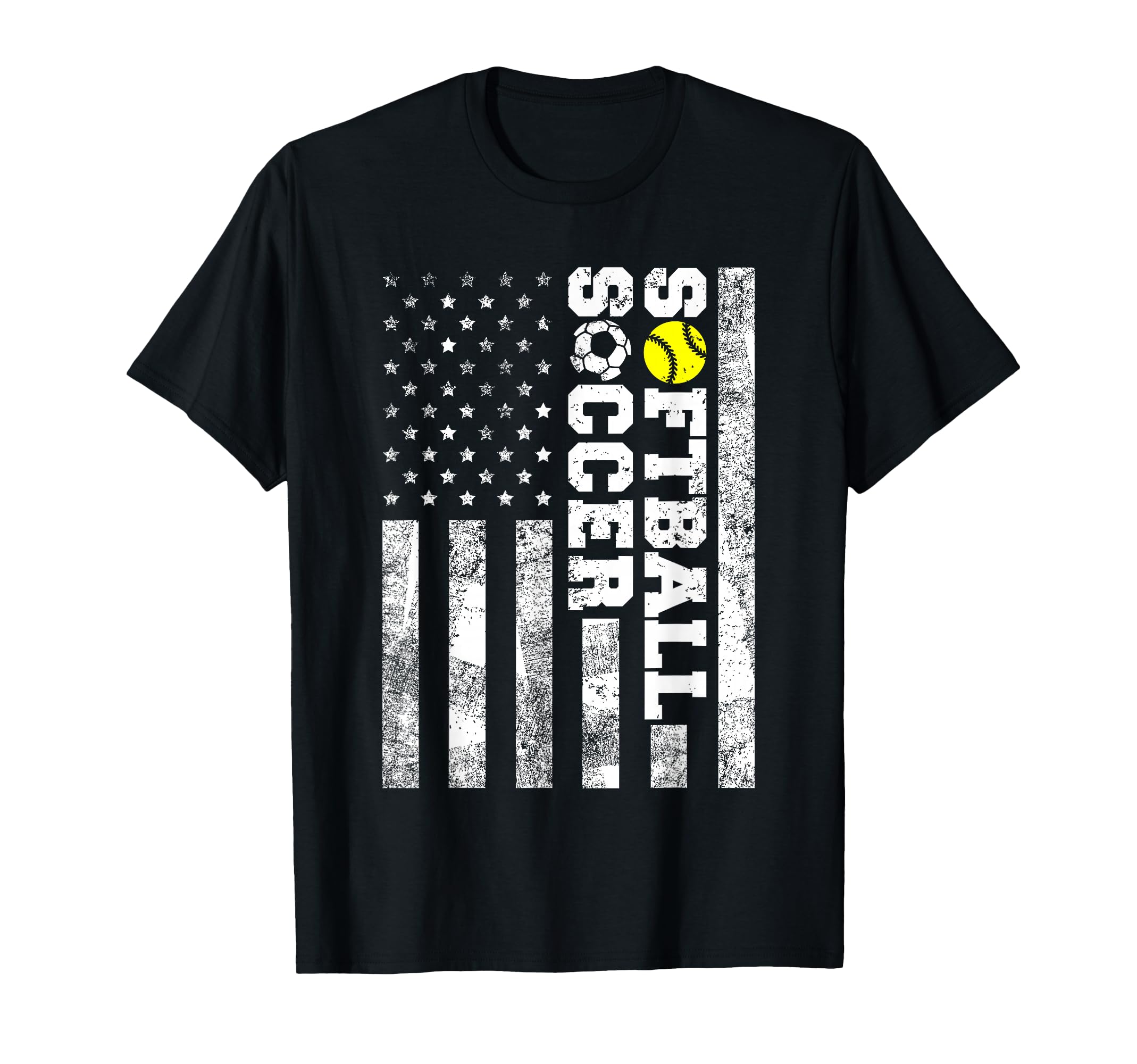 American Distressed Flag Funny Soccer T-Shirt - Minimalist Print Men Women