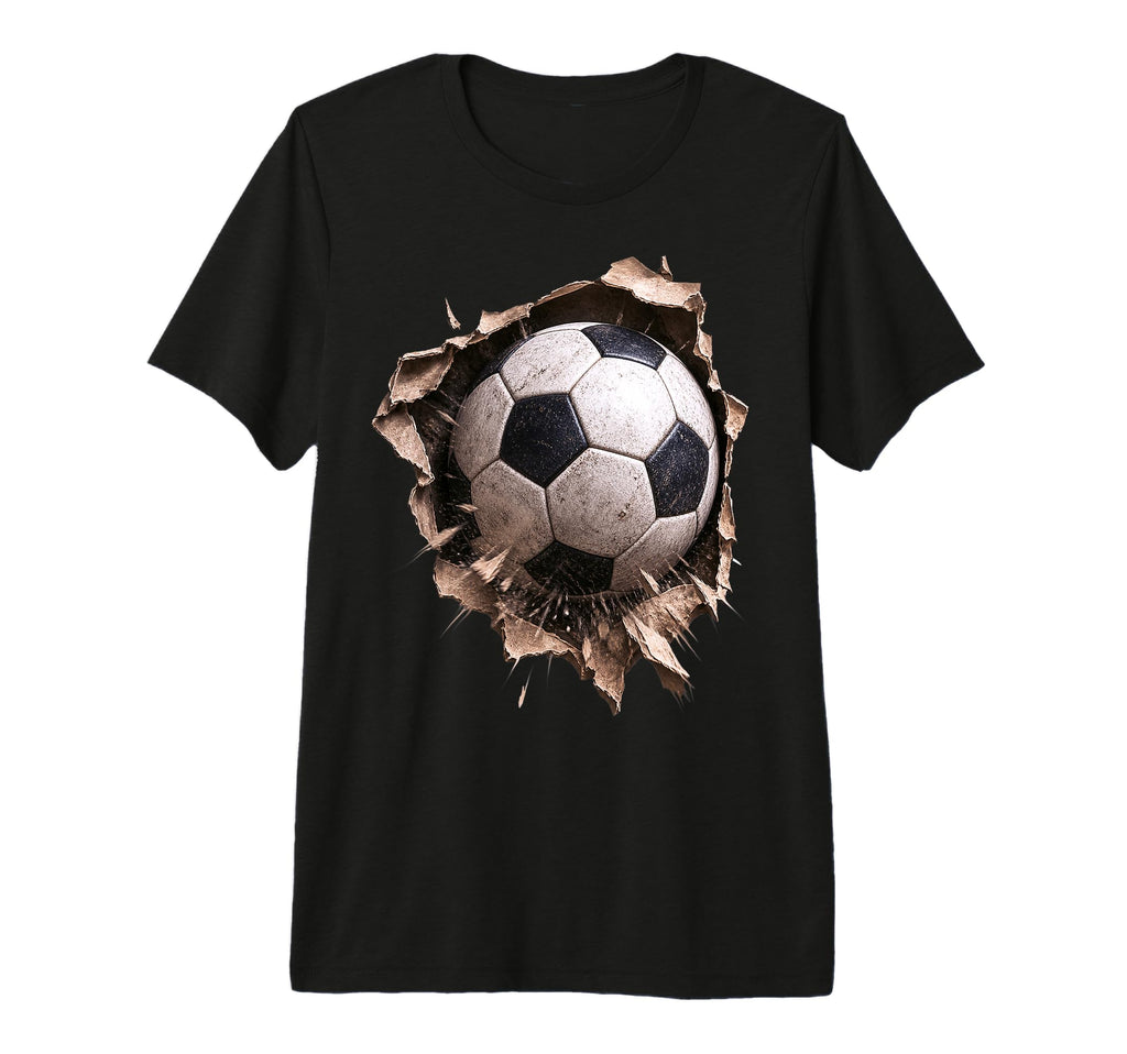 Soccer Ball Torn Fabric Bursting 3D Tri T-Shirt - Unique Graphic Unisex
