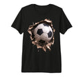 Soccer Ball Torn Fabric Bursting 3D Tri T-Shirt - Unique Graphic Unisex