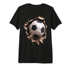 Soccer Ball Torn Fabric Bursting 3D Tri T-Shirt - Unique Graphic Unisex