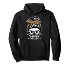 Soccer Mom Messy Bun Hair Funny Soccer Hoodie - Novelty Apparel for Adults