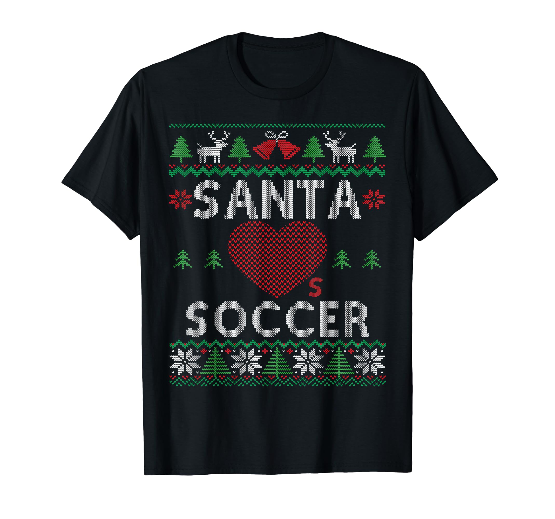 Santa Loves Soccer Funny Ugly T-Shirt - Graphic Print Unisex