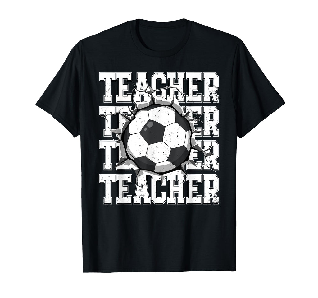 Soccer Teacher Cracked Wall T-Shirt - Casual Everyday Wear Men Women