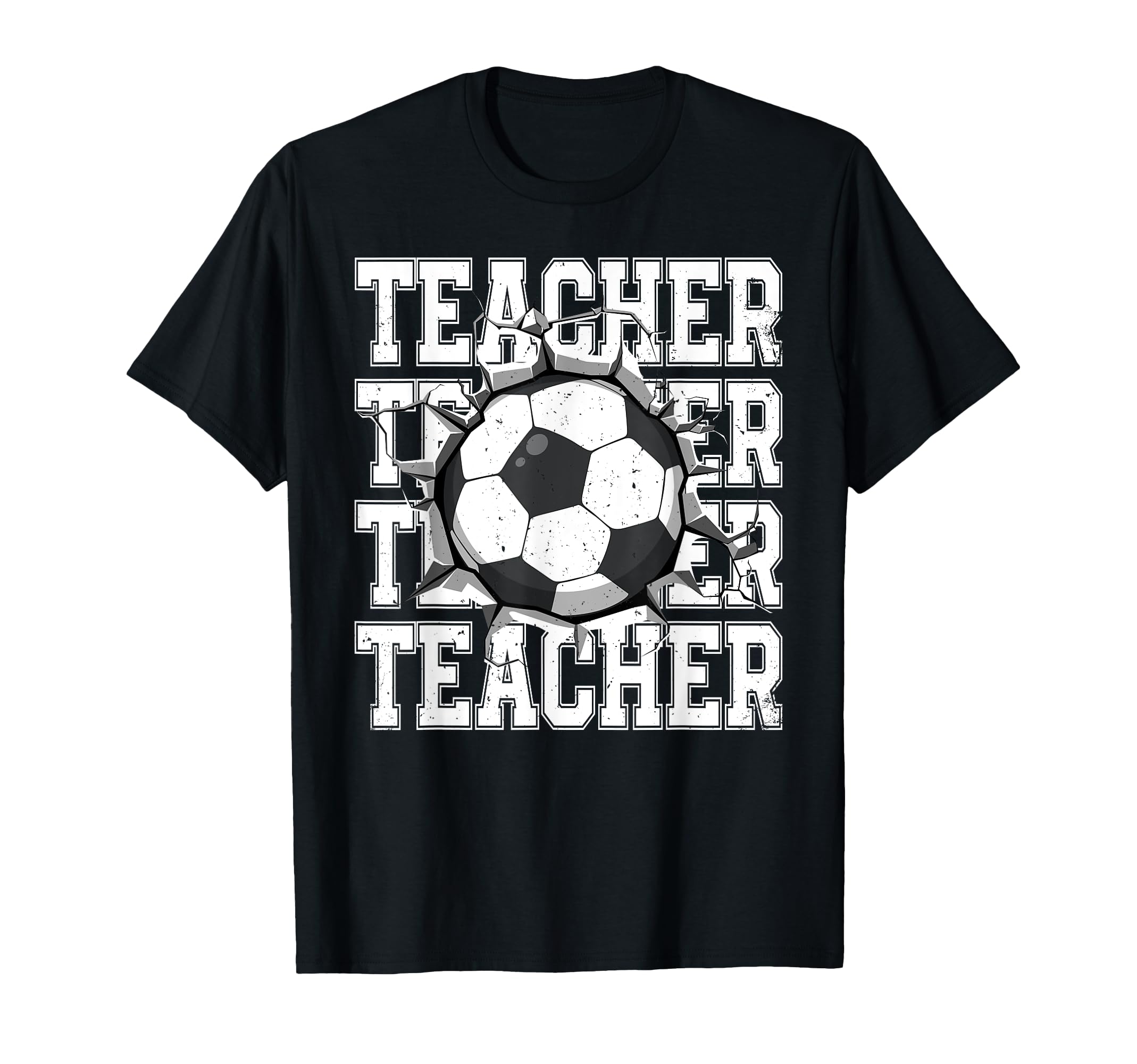 Soccer Teacher Cracked Wall T-Shirt - Casual Everyday Wear Men Women