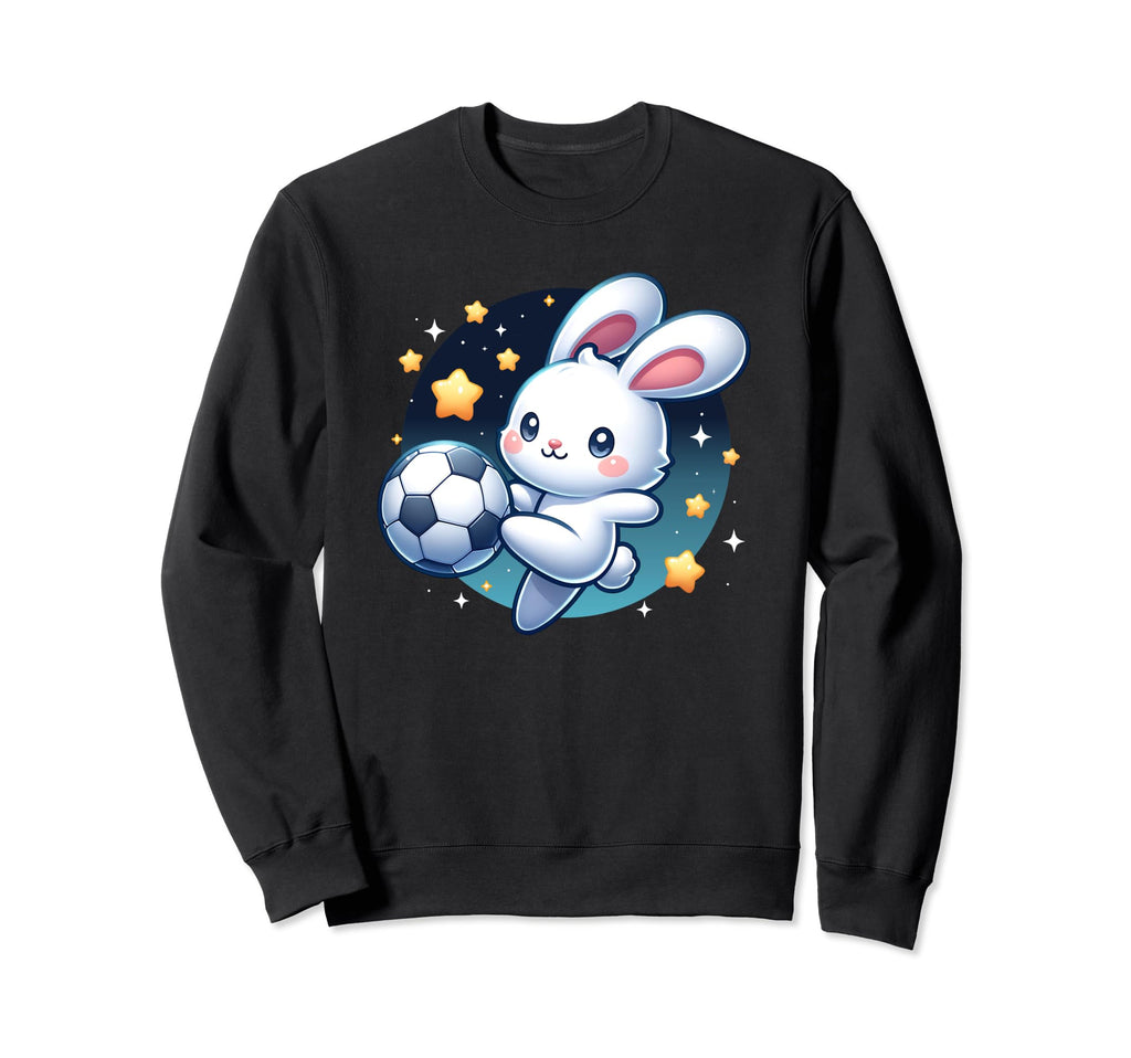 Bunny Rabbit Soccer Player Kicking Sweatshirt - Custom Art Print Men Women
