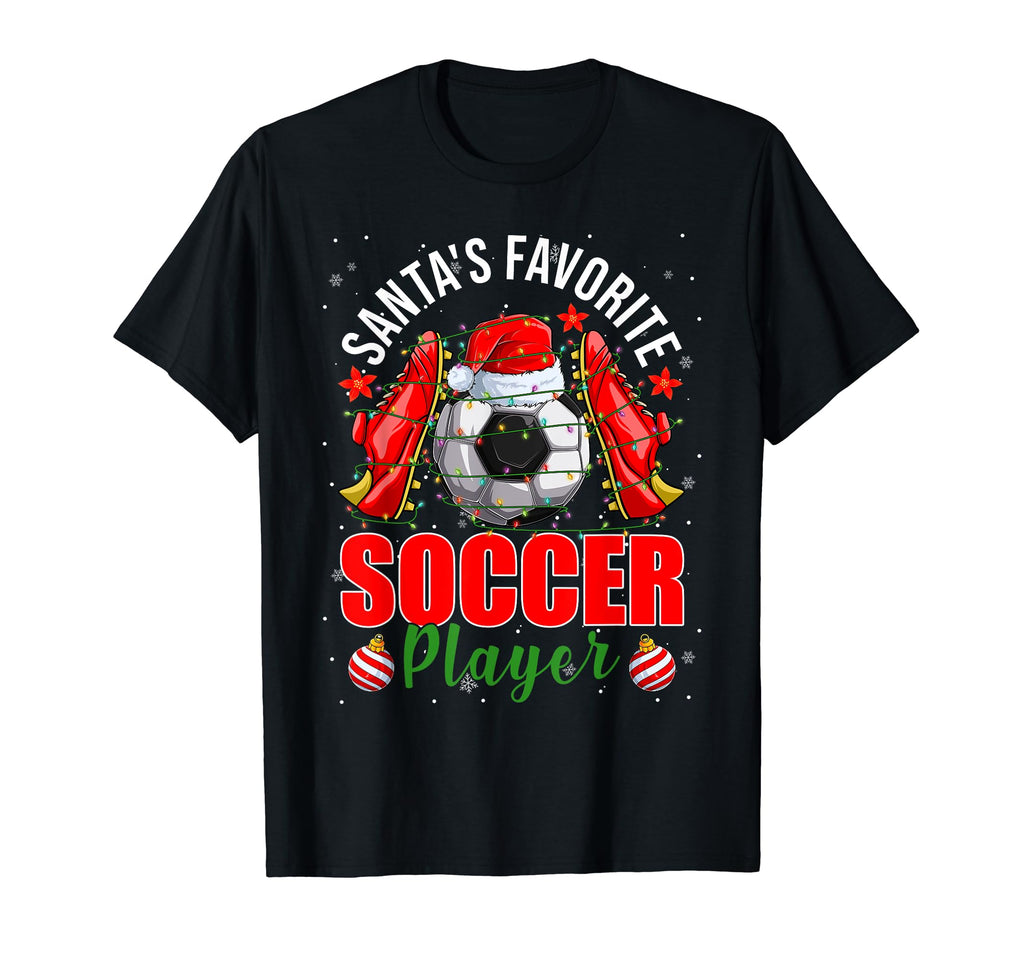 Funny Santas Favorite Soccer Player T-Shirt - Graphic Print for Adults