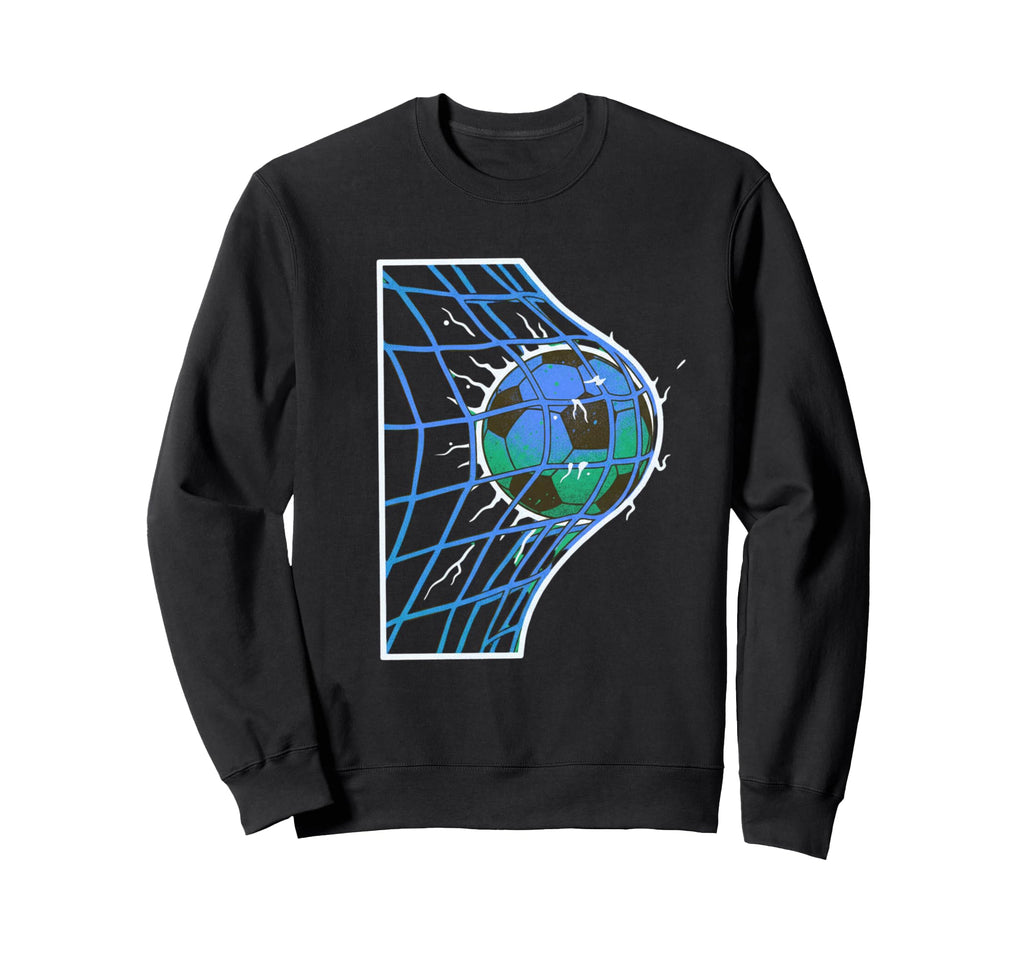 Soccer Ball Hitting Goal Net Action Sweatshirt - Trendy Graphic Men Women