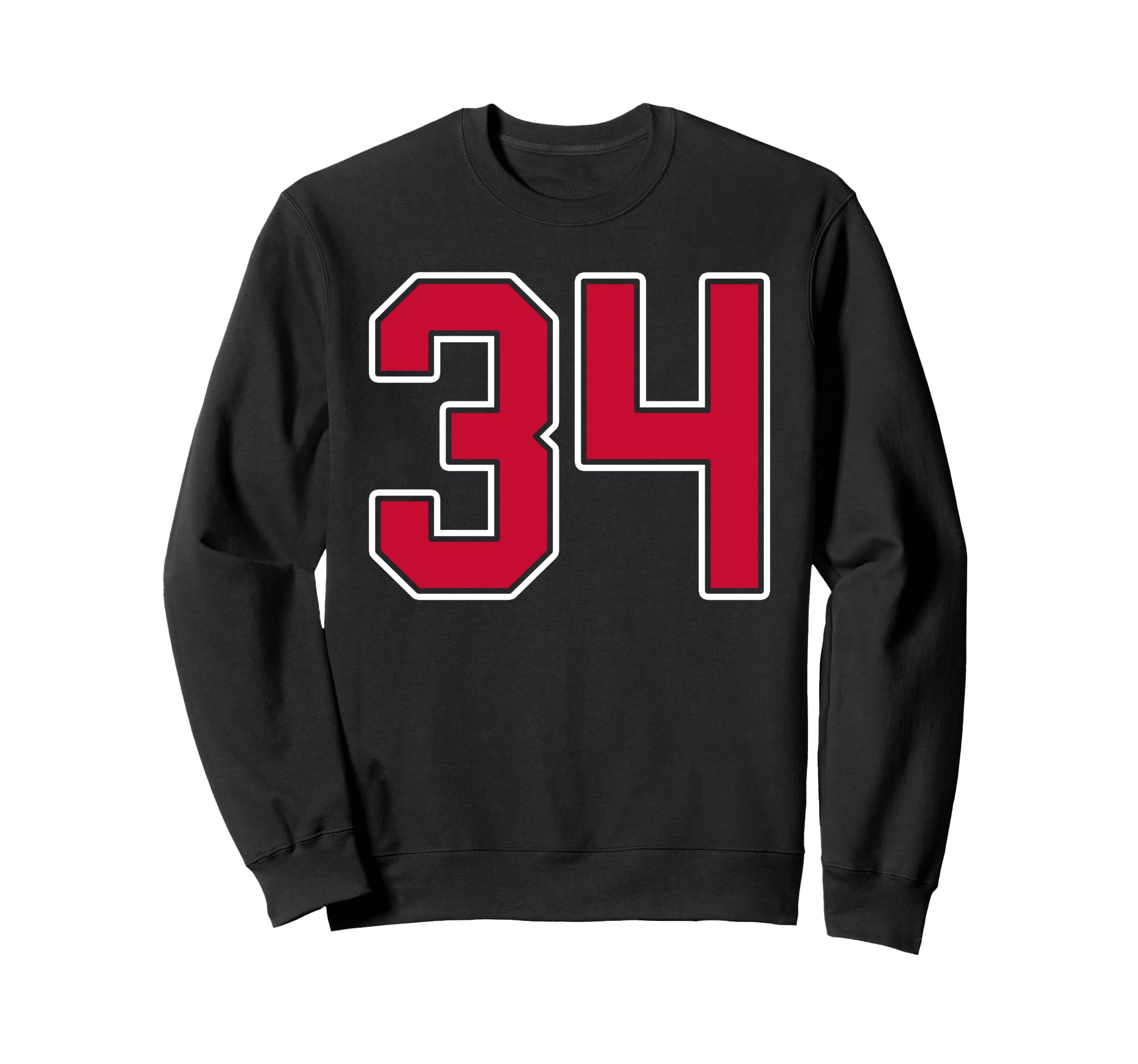 Red White Number 34 Jersey Player Sweatshirt - Custom Art Print for Adults