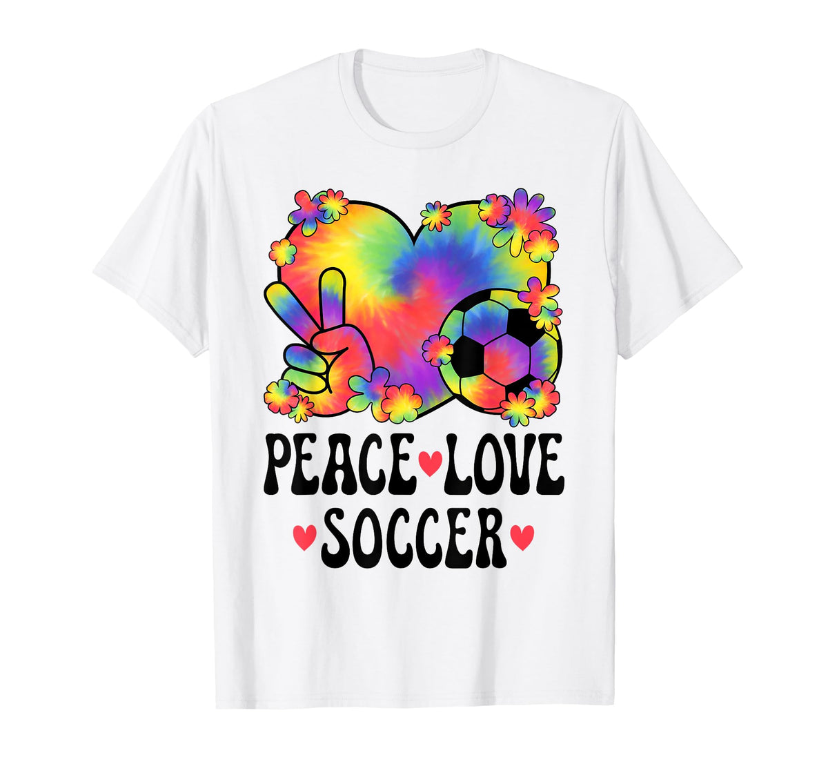 Peace Love Soccer Lover 60S 70S T-Shirt - Aesthetic Graphic Men Women